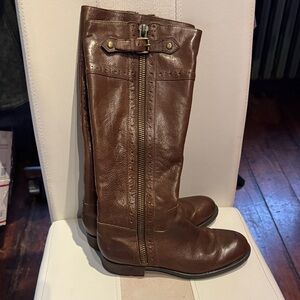 Brown Leather Knee-High Boots